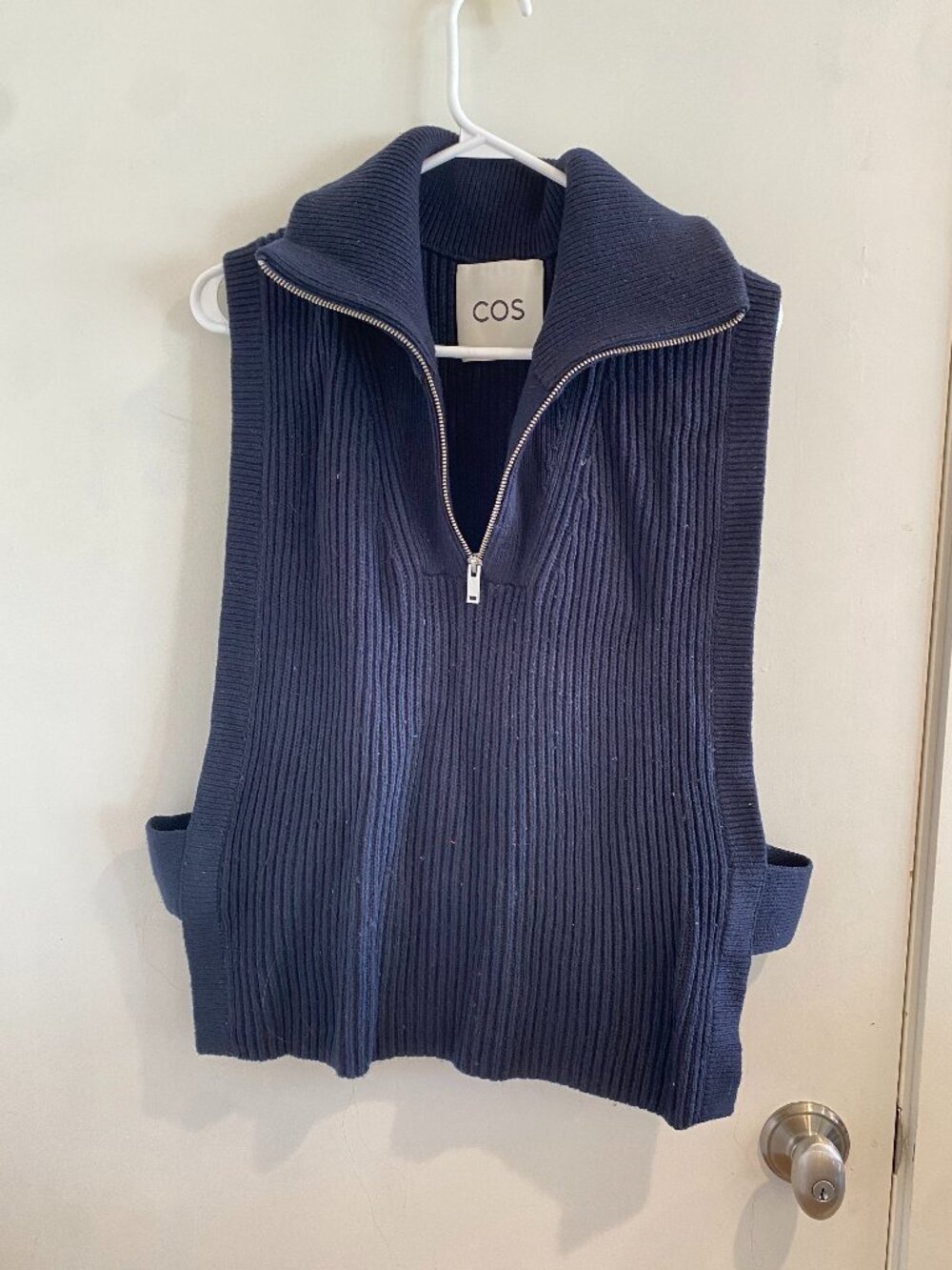 COS wool/tencel blend quarter zip vest